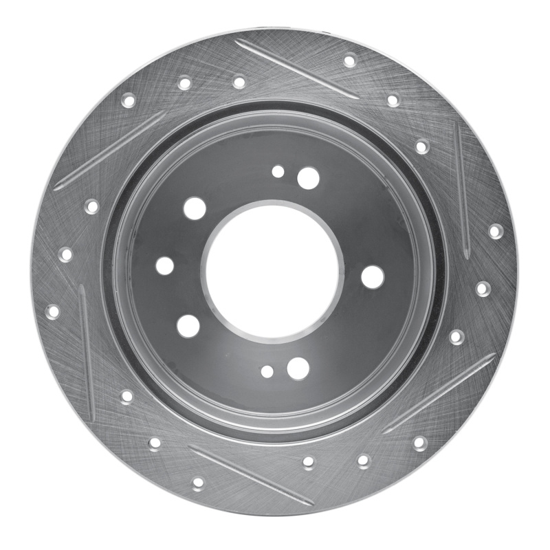 Hyundai Elantra Brake Rotor (1) - Rear Left - R1 Concepts - Drilled & Slotted - Silver - `07-`10